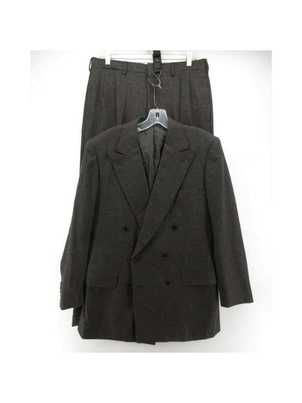 VINTAGE Luciano Barbera Suit 38 Wool Double Breasted Tweed Italy 90s